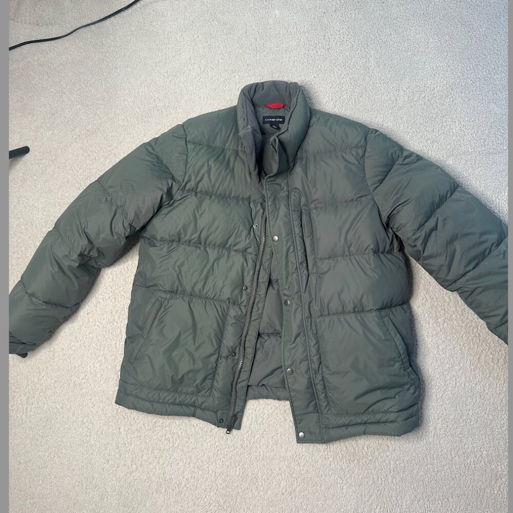 Forest Green Lands End Men's Puffer Jacket